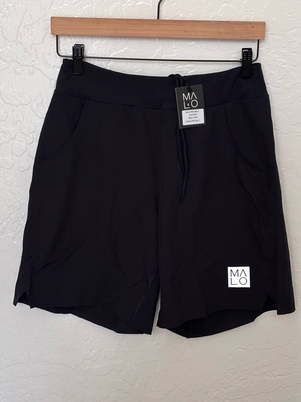 Malo Black Athletic Drawcord Shorts with Logo Patch